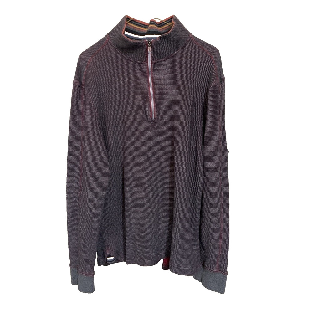 Robert Graham 1/4 Zip Pullover Men's 2XL Red / Wine Cotton Classic Fit Designer